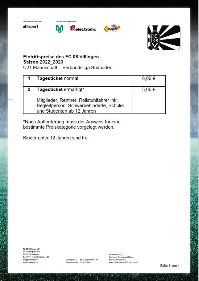 Tagestickets U21